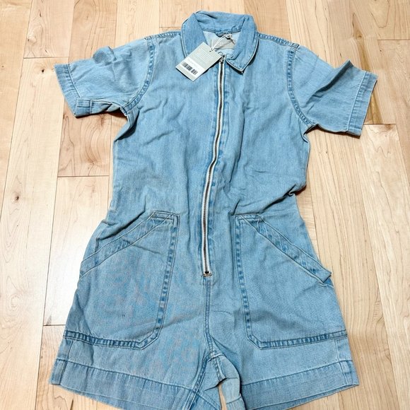 Everlane Denim Short Coverall Jumpsuit - Picture 5 of 8